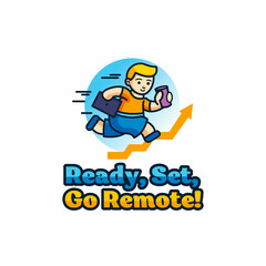 Ready Steady Go.Logo Running focused super boy.