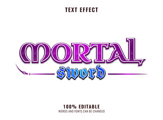 Fototapeta premium fantasy mortal sword rpg game logo title in jrpg japan style text effect