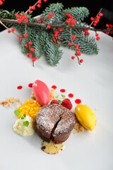 Hot Chocolate Souffle cake with ice cream