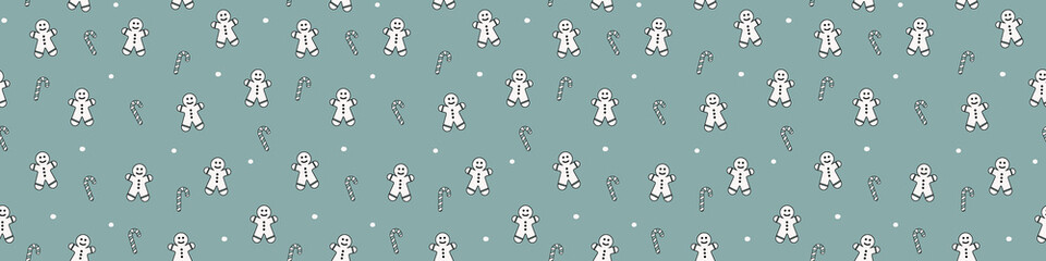 Seamless pattern with  Xmas cookies. Christmas banner. Vector