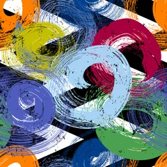 Foto op Plexiglas seamless abstract background pattern, with circles, zigzag, paint strokes and splashes © Kirsten Hinte