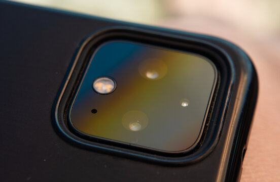 smartphone camera behind the phone close up