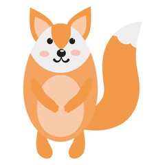 fox , hand-drawn forest animal. cartoon cat vector illustration