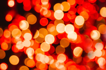 Blurred christmas background and bokeh defocus yellow light. Color fortuna gold.