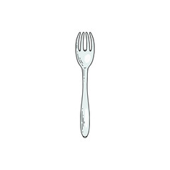 Kitchen cutlery and tableware fork, sketch vector illustration isolated.
