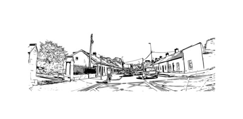 Fototapeta premium Building view with landmark of Limerick is the city in Ireland. Hand drawn sketch illustration in vector.