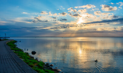 Fototapeta na wymiar Breathtaking sunrise over the baltic sea at Nida in the kuronian spit, Lithuania