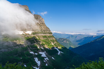 View of Mount Oberlin and Bearhat Mountain in Glacier National Park as viewed from hiking on the...