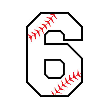Baseball number 6 icon. Clipart image isolated on white background