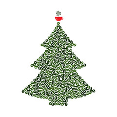 Christmas Tree Shape Made of Green Coffee Beans