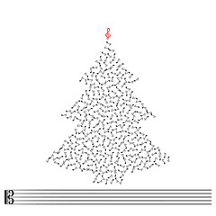 Christmas Tree Shape Made of Music Notes Icons