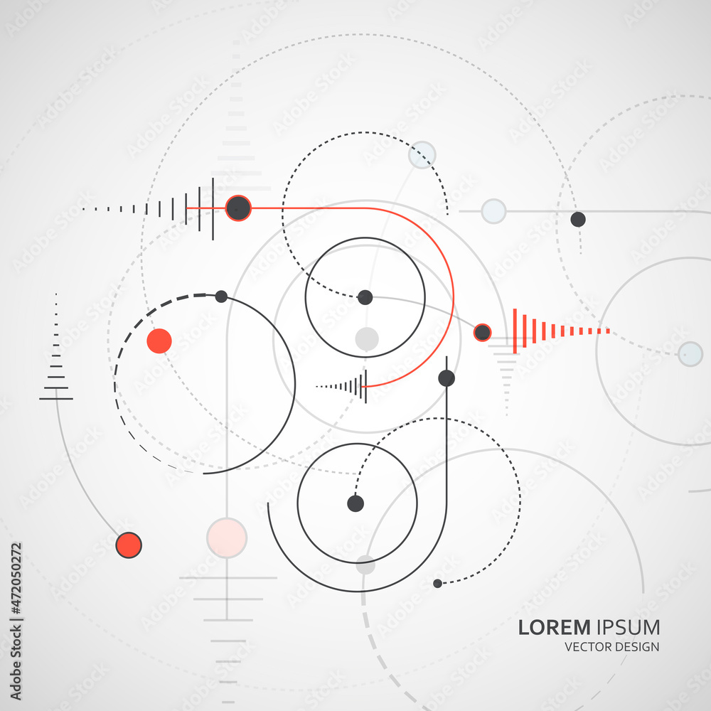 Aufkleber Abstract vector background of geometric elements circles and dotted lines. Technology design with curved circular lines