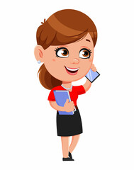 Cheerful businesswoman cartoon character