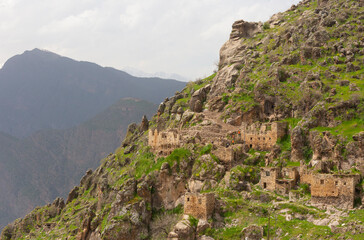 Fototapeta na wymiar Mountain village in Hakkari plateau, Cukurca, Hakkari,Turkey