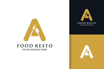 spoon fork letter A food restaurant inspiration logo