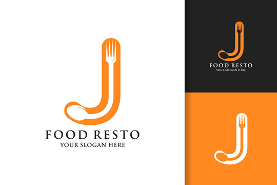 Spoon Fork Letter J Food Restaurant Inspiration Logo