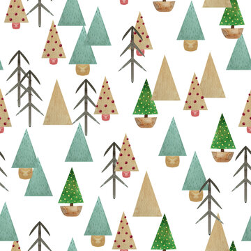 Watercolor, Christmas ,New Year, Holiday, Seamless Pattern, Print, Digital Paper