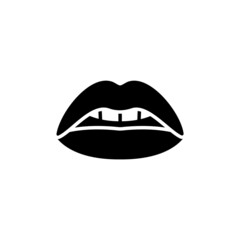 Sexy woman black lips, female open mouth