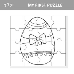 Education paper game for children, Easter egg. My first puzzle game for kids - Coloring page