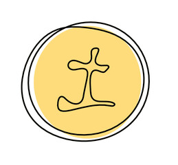 Abstract color element of earth in feng shui as line drawing on the white background. Vector