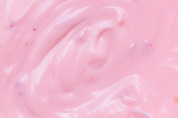 Texture Strawberry Yogurt,Close up the pink creamy homemade blueberries or strawberries yogurt...