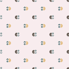 Seamless pattern abstract flowers on light pink background. Minimalist pink textured of plants for textile design.