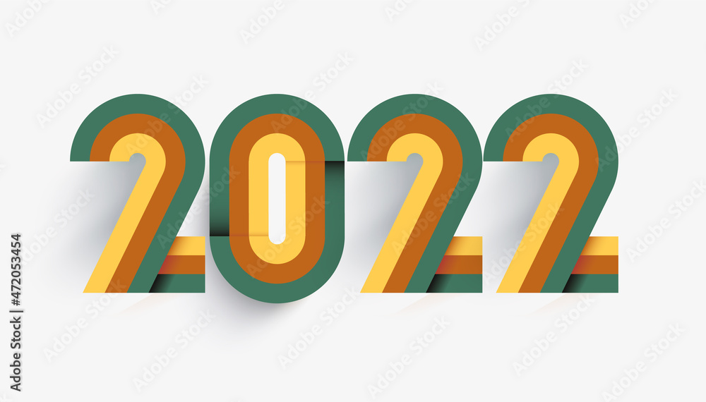 Poster happy new year 2022 with retro theme. happy new year text with shadow effect.