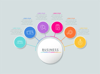 Vector illustration, infographics design, template, marketing, information, with 6 options or steps
