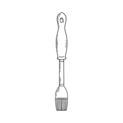 Kitchen brush for greasing dishes, sketch style vector illustration isolated.