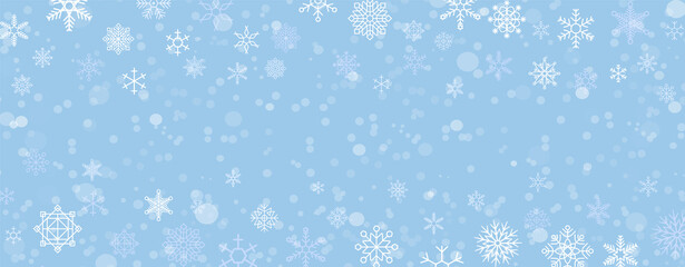 Naklejka na ściany i meble Christmas snowflake seamless pattern ice on blue background.