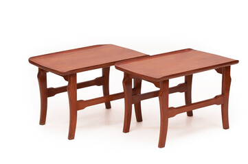 Vintage Wooden Coffee Table on white background