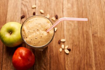 fruit cocktails vitamins detox organica Fresh wooden background