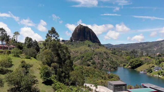 Amazing aerial view of the Rock of Guatape, near Medellin, Colombia