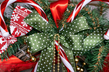 Christmas tree background close up blurred