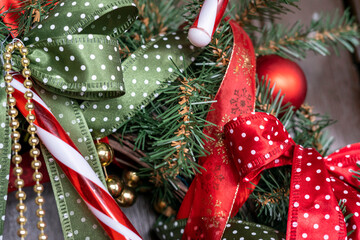 Christmas tree background close up blurred