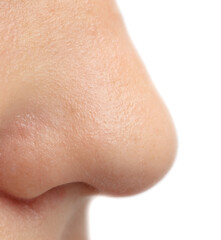 Fototapeta premium Boy's nose on a white background.
