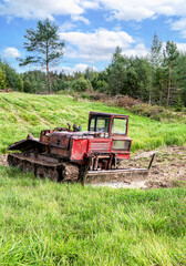 Fototapeta premium Old skidder at the outdoors in summertime