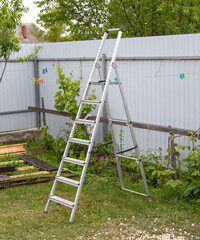 Metal ladder at a construction site.
