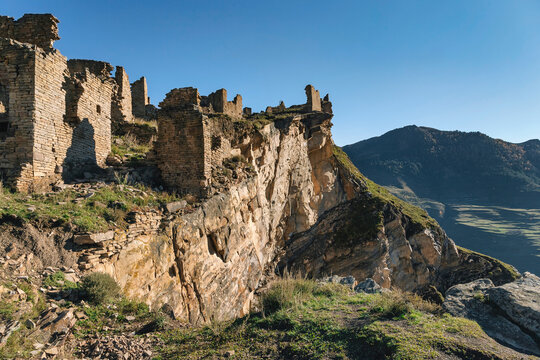Old Goorskaya Bashnya on sunny day, Dagestan, Russia