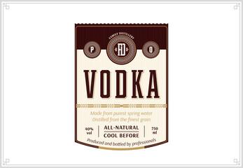 Vector vodka label template isolated on a white background. Distilling business branding and identity design elements