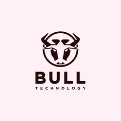 Bull logo technology logo design elegant abstract bull vector logo in linear style