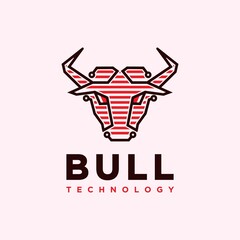 Bull logo technology logo design elegant abstract bull vector logo in linear style 