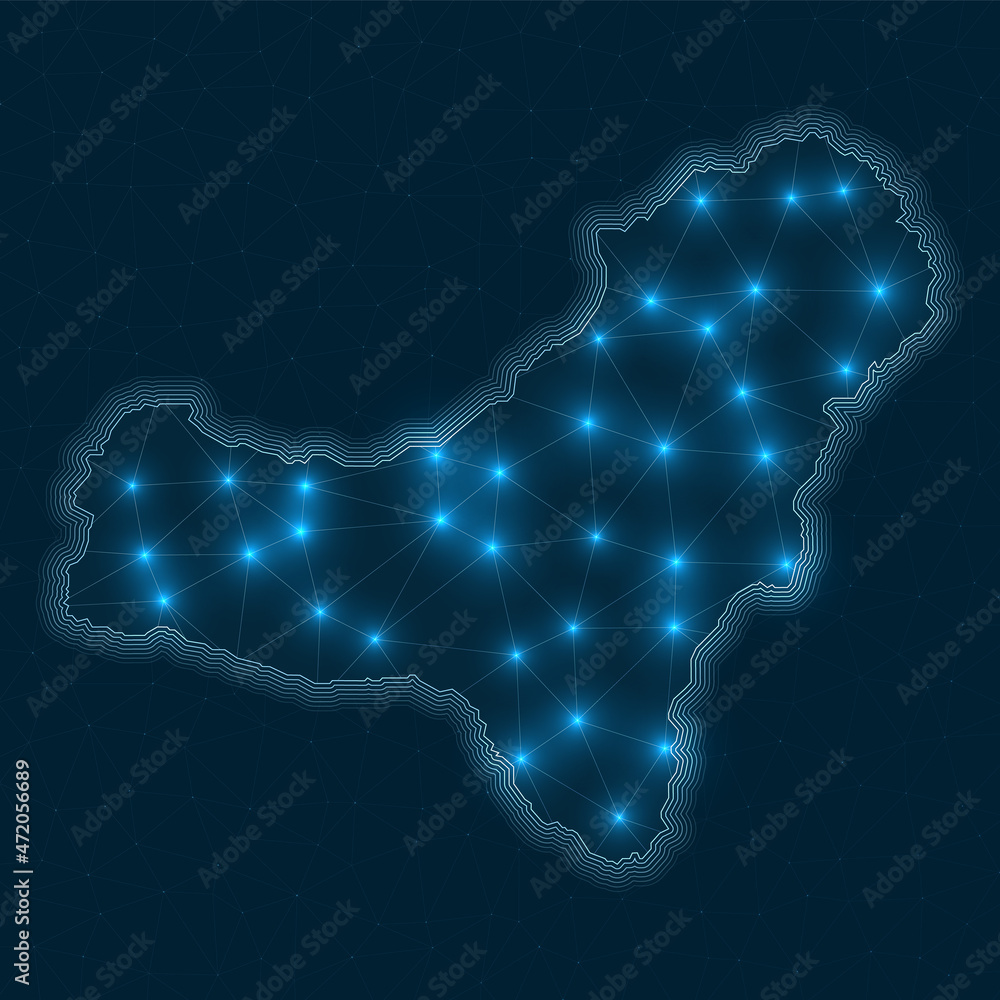Poster el hierro network map. abstract geometric map of the island. digital connections and telecommunicati