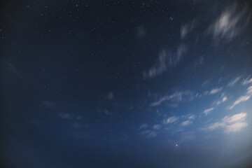 Naklejka na ściany i meble Real Night Sky Stars. Natural Starry Sky Blue Color Background