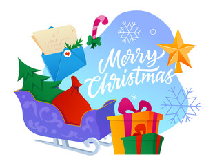 Merry Christmas - flat design style colored illustration