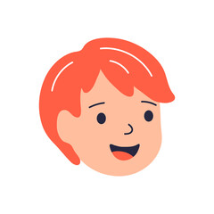 Illustration of smiling boy face. Child in cartoon style. Image for school and kindergarten.