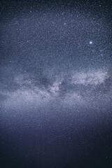 Real Blue Night Sky Stars With Milky Way Galaxy. Natural Starry Sky Background