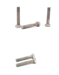 Rusty nuts on white background close-up. steel, thread, fasteners, industry, engineering, mechanical engineering 