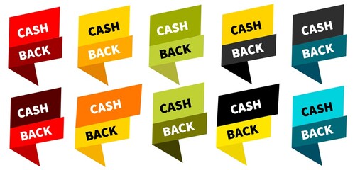 Cashback Set Return
money. Set of multi-colored banners, flags. Vector illustration.