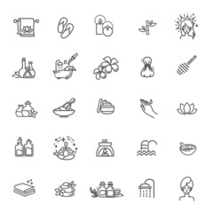 Outline web icon set - Spa and Beauty